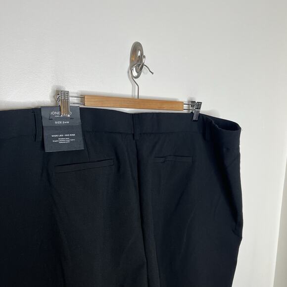 Jones & Co Wide Leg Mid Rise Dress Pants Black Womens Size 24W Crepe Career - Picture 7 of 9